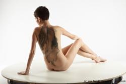Nude Woman White Sitting poses - ALL Slim short brown Sitting poses - simple Pinup